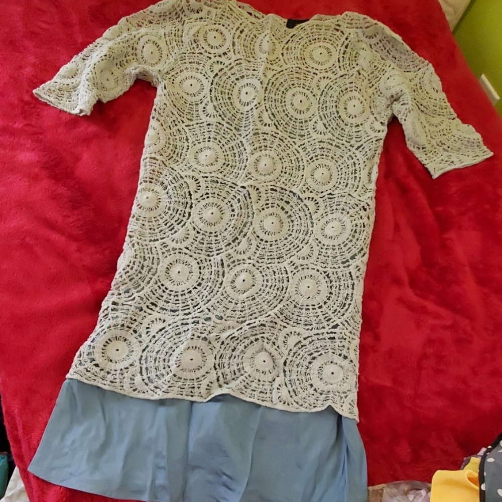 Juicy couture crocheted dress size P grey